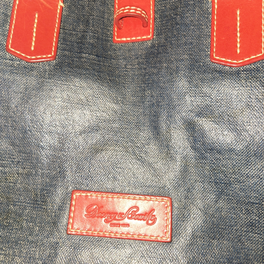 Dooney & Bourke Blue Canvas Tote Bag Red Trim Good Condition - Picture 11 of 15